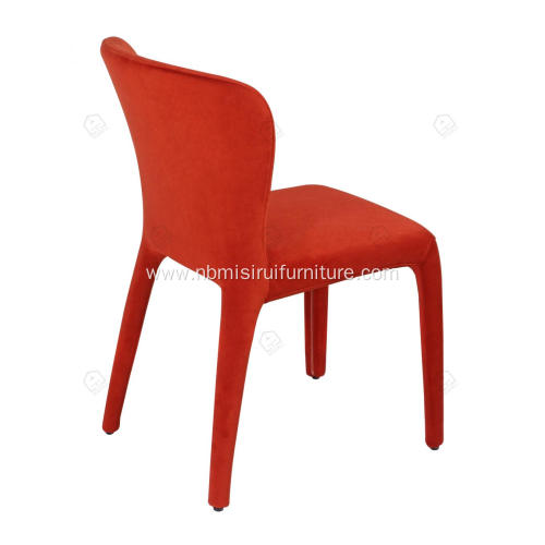 Italian minimalist red leather armrest dining chairs